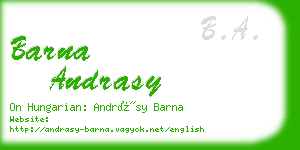 barna andrasy business card